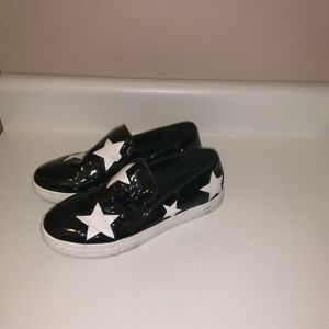 Black Vinyl Star Slip-ons